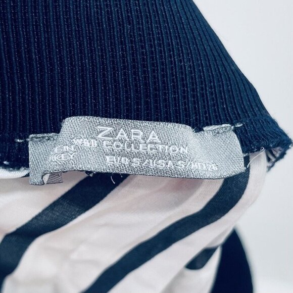 Zara Collection Skirts Size S Women’s Pleated Striped White/Black Pull On - Picture 9 of 9